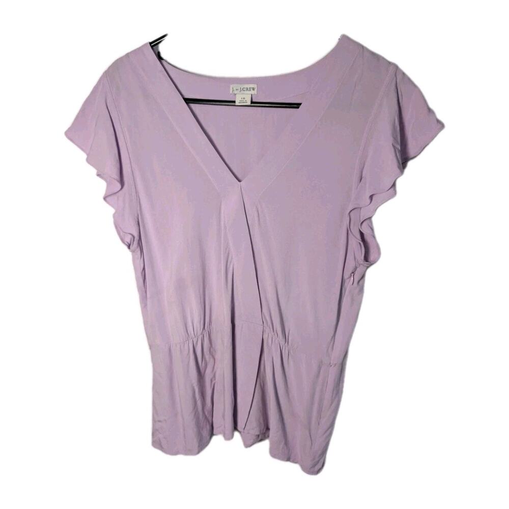 J. Crew Blouse Shirt Tunic purple Lavender faux wrap Women's Size 10 Medium Top